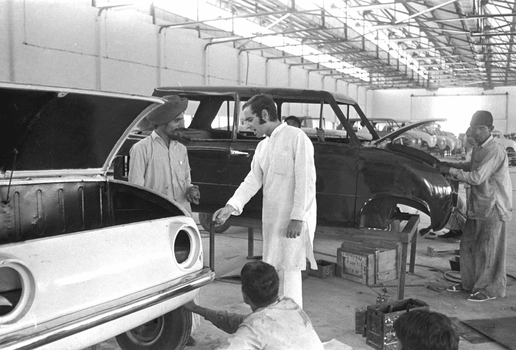 Sanjay Gandhi with the Maruti Prototype